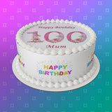 100th Birthday Flowers Edible Icing Cake Topper or Ribbon