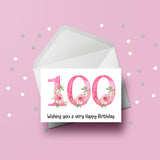 100th Birthday Flowers Edible Icing Cake Topper or Ribbon