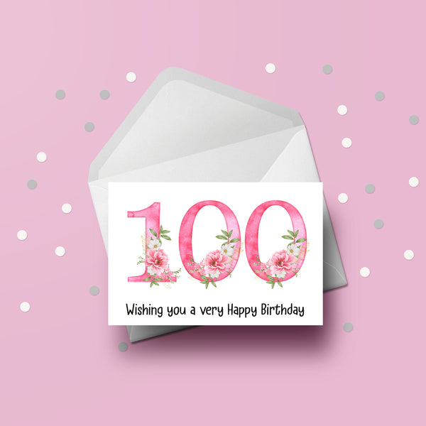 100th Birthday Flowers Card