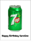 7UP Fizzy Drink Edible Icing Cake Topper or Ribbon