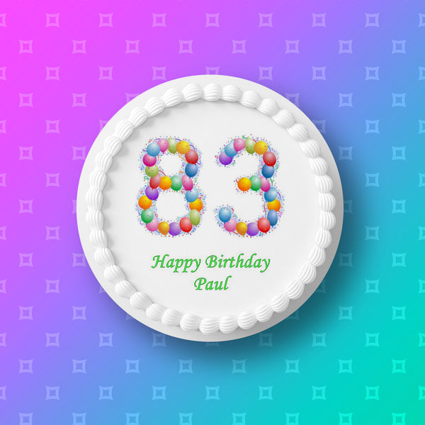 83rd Birthday Balloons Edible Icing Cake Topper or Ribbon