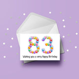 83rd Birthday Balloons Edible Icing Cake Topper or Ribbon