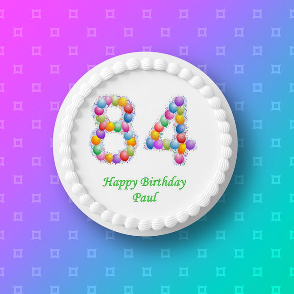 84th Birthday Balloons Edible Icing Cake Topper or Ribbon