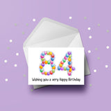 84th Birthday Balloons Edible Icing Cake Topper or Ribbon