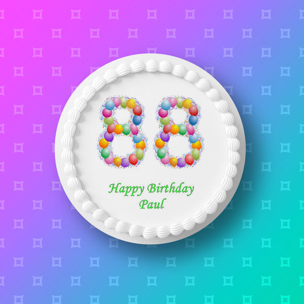 88th Birthday Balloons Edible Icing Cake Topper or Ribbon