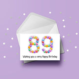 89th Birthday Balloons Edible Icing Cake Topper or Ribbon