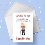 Happy Birthday Edible Icing Cake Topper or Ribbon 03 - Funny Old Fart Man