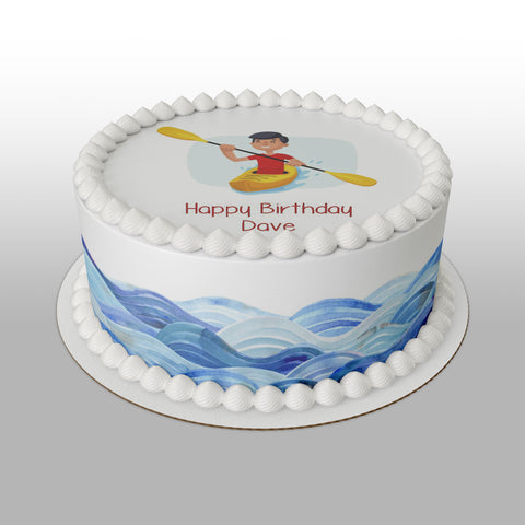 Canoe Edible Icing Cake topper or Ribbon