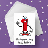 01 1st Birthday Card for Boys with Funny numbers