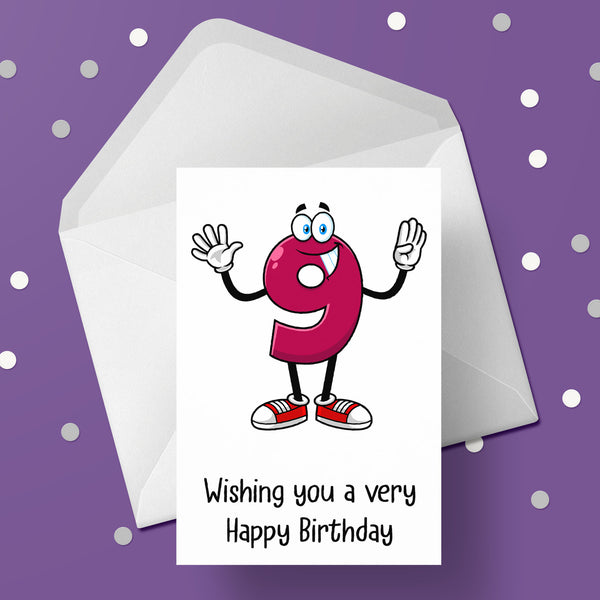 09 9th Birthday Card with Funny numbers