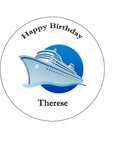 Cruise Ship 02 Edible Icing Cake Topper or Ribbon or Ribbon