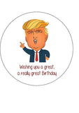 Donald Trump 02 Edible Icing Cake Topper or Ribbon