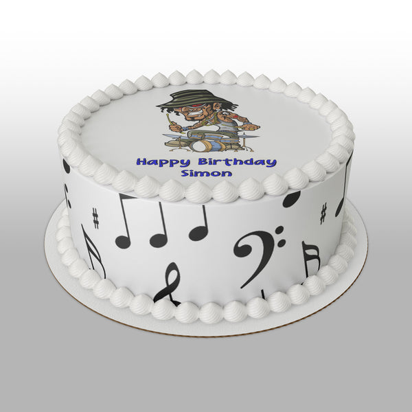 Drums Edible Icing Cake Topper 04 - Man & Drum Kit