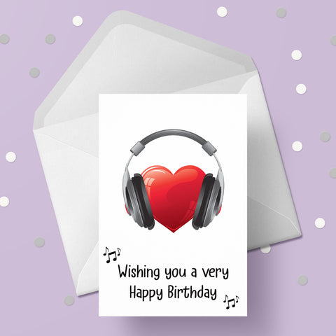 Earphones / Headphones Birthday Card 02