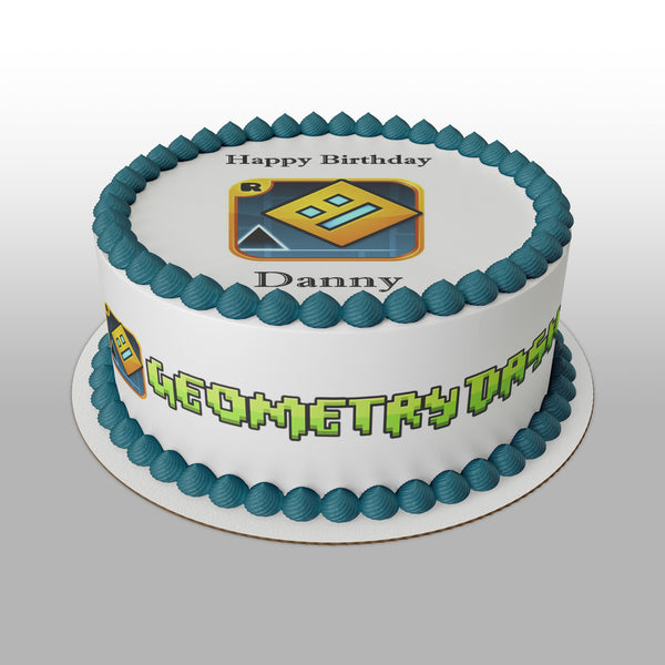 Geometry Dash Edible Icing Cake Topper