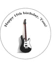 Black Guitar 02 Edible Icing Cake Topper or Ribbon