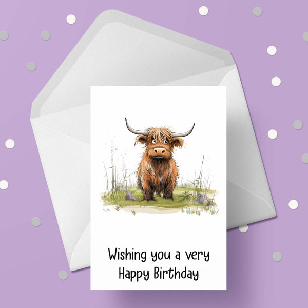 Highland Cow 01 Birthday Card