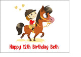 Horse 04 Edible Icing Cake Topper - Girl horse riding