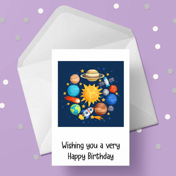 Planets / Solar System Birthday Card 01