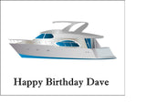 Speed Boat Edible Icing Cake Topper or Ribbon