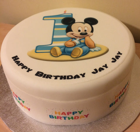 01 1st Birthday Mickey Mouse Edible Icing Cake Topper or Ribbon