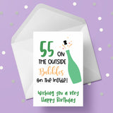55th Birthday Card - Champagne / Bubbles