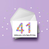 41st Birthday Balloons Card