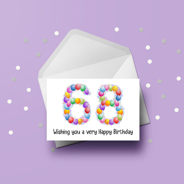 68th Birthday Balloons Card