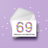 69th Birthday Balloons Card