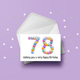 78th Birthday Balloons Card