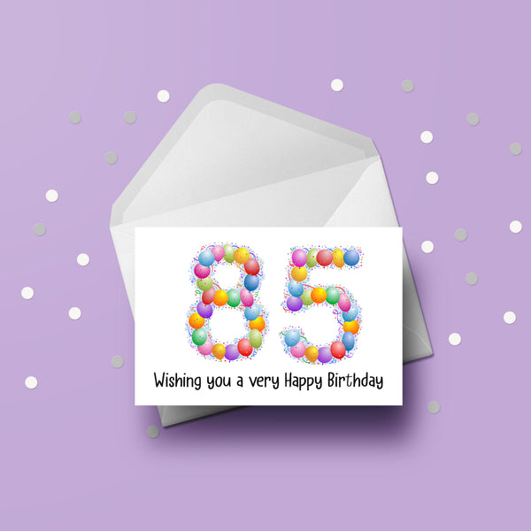 85th Birthday Balloons Card