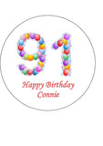 91st Birthday Balloons Edible Icing Cake Topper or Ribbon