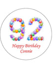 92nd Birthday Balloons Edible Icing Cake Topper or Ribbon