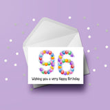 96th Birthday Balloons Edible Icing Cake Topper or Ribbon