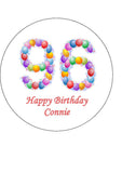 96th Birthday Balloons Edible Icing Cake Topper or Ribbon