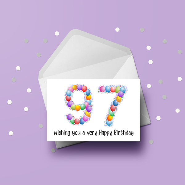 97th Birthday Balloons Card