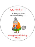 Happy Birthday Edible Icing Cake Topper or Ribbon 09 - Funny Woman Farting