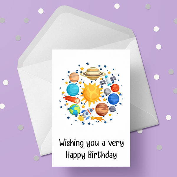 Planets / Solar System Birthday Card 02
