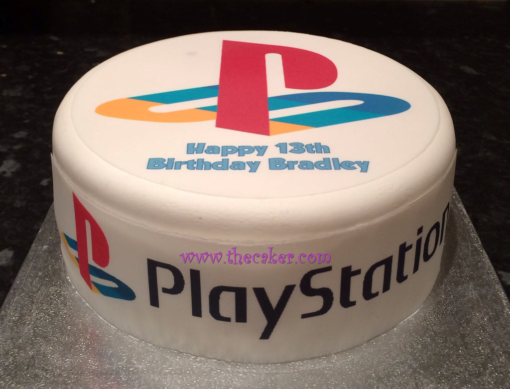 Amazon.com: CAKECERY Gamer Nintendo Playstation Xbox Blue Edible Cake Image  Topper Birthday Cake Banner 1/4 Sheet : Grocery & Gourmet Food