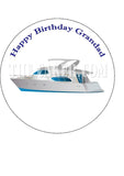 Speed Boat Edible Icing Cake Topper or Ribbon