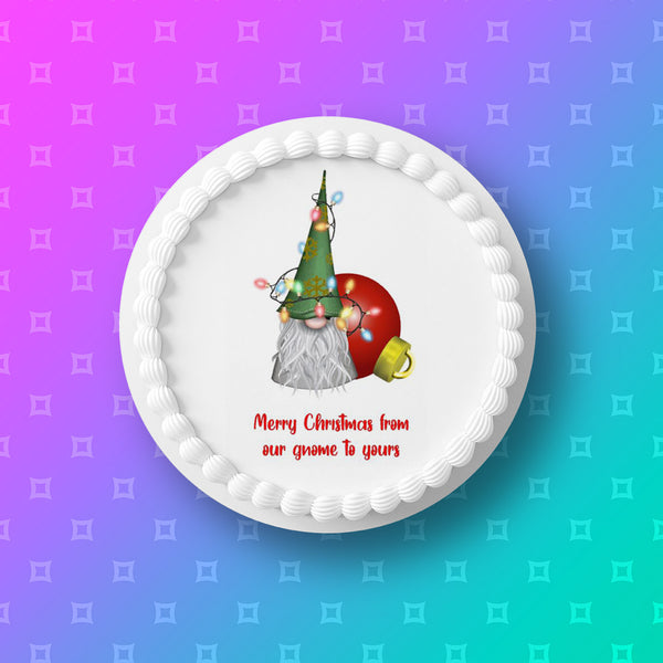 Christmas Cake Topper 25 - Christmas Gnome & Bauble